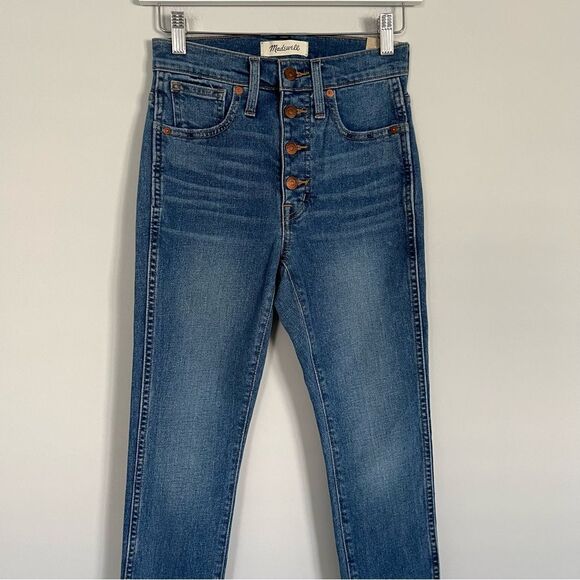 NWT Madewell Petite 10" High Rise Skinny Jeans Button Fly Dewitt Wash Size 24P - Picture 5 of 12